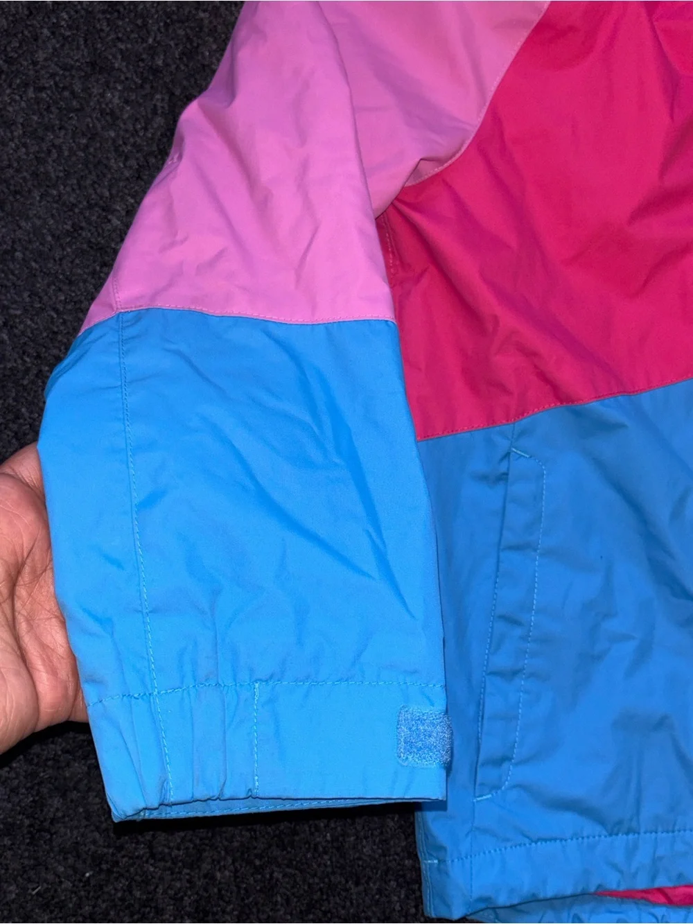 LL Bean Girls Colorblock Waterproof Rain Jacket Sz L Gorpcore Hiking Outdoor